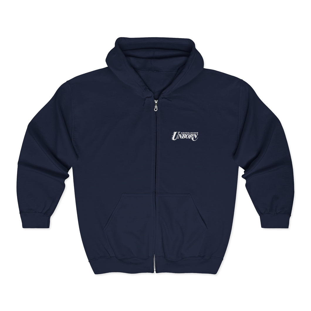 Navy Script Zip-Up